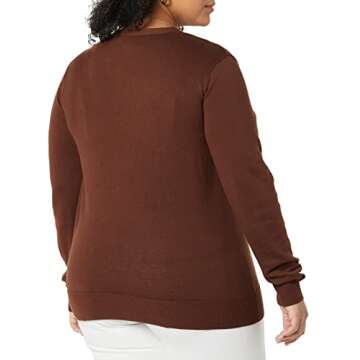 Amazon Essentials Women's Lightweight V-Neck Cardigan Sweater (Available in Plus Size), Brown, X-Small
