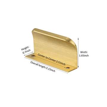 Satanga Edge Finger Tab Pulls for Cabinets - Brushed Brass, Pack of 5, Easy Install