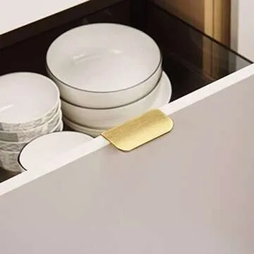 Satanga Brushed Brass Edge Finger Pulls for Cabinets