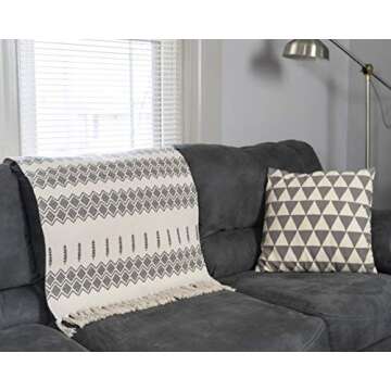 Woven, Bohemian, Rugs With Printed Patterns - Made With Cotton - Dimensions 60 x 90 cm - Used For Kitchens, Bathrooms, Living Rooms, Bedrooms, Walkways, Hallways - Geometric, Farmhouse Style (Black)