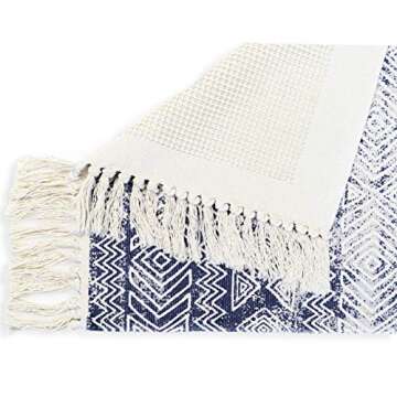 Woven, Bohemian, Rugs With Printed Patterns - Made With Cotton - Dimensions 60 x 90 cm - Used For Kitchens, Bathrooms, Living Rooms, Bedrooms, Walkways, Hallways - Geometric, Farmhouse Style (Black)