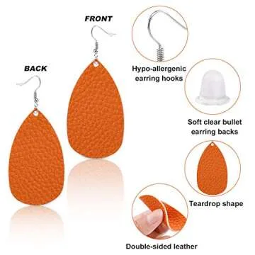 30 Pairs of Stylish Faux Leather Earrings for Women