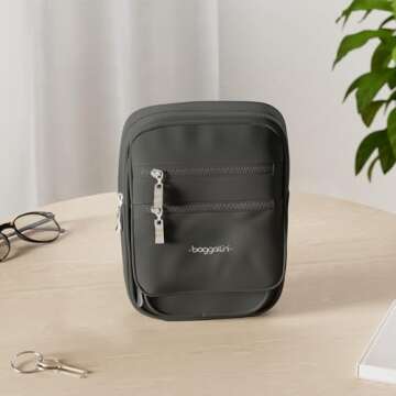 Baggallini Journey Crossbody Bags for Women 9x6" Small Lightweight Nylon Zipped Travel Safe Handbag ...