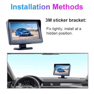 B-Qtech 4.3 inch Color TFT LCD Display Screen Backup Camera Monitor only Rear View Reverse Monitor D...