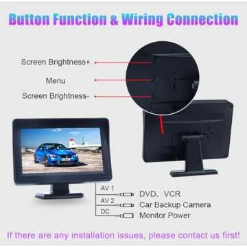 B-Qtech 4.3 inch Color TFT LCD Display Screen Backup Camera Monitor only Rear View Reverse Monitor Display for Car SUV Van Truck(Power Supply: DC 12V)