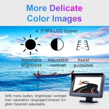 B-Qtech 4.3 inch Color TFT LCD Display Screen Backup Camera Monitor only Rear View Reverse Monitor Display for Car SUV Van Truck(Power Supply: DC 12V)