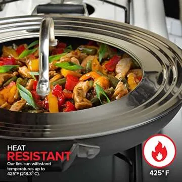 Modern Innovations Universal Lid with Tempered Glass Top for Pots & Pans, Fits 8.25, 9, 10, 11, and 12 Inch Cookware - Large Replacement Frying Pan Cover, Cast Iron Skillet Lids - Stainless Steel