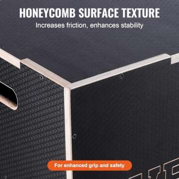 VEVOR 3 in 1 Plyometric Jump Box, Easy-to-Assemble Wood Plyo Box for Jumping Trainers, Home Gym Training and Conditioning, 16" x 14" x 12"