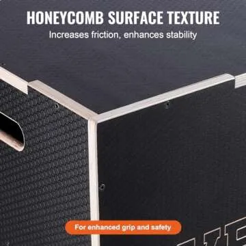 VEVOR 3 in 1 Plyometric Jump Box, Easy-to-Assemble Wood Plyo Box for Jumping Trainers, Home Gym Training and Conditioning, 16" x 14" x 12"