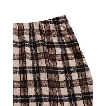 Floerns Women's Casual Split Hem High Waisted Mini Bodycon Plaid Skirt Brown Tartan XL
