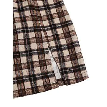 Floerns Women's Casual Split Hem High Waisted Mini Bodycon Plaid Skirt Brown Tartan XL