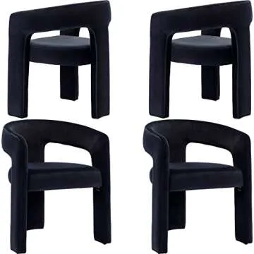 Black Velvet Dining Chair Set of 4, Fully Assembled, Stylish