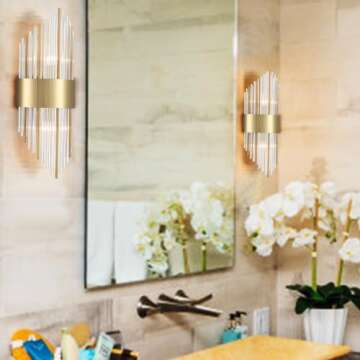 TEENYO Crystal Wall Sconces Set of Two Gold Finish