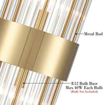 TEENYO Crystal Wall Sconces Set of Two Gold Finish