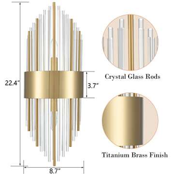 TEENYO Crystal Wall Sconces Set of Two Gold Finish