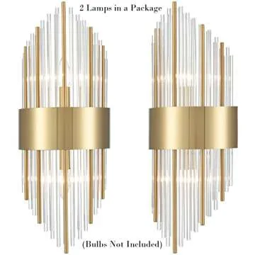 TEENYO Crystal Wall Sconces Set of Two Gold Finish