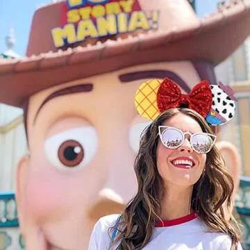 ETLUK Mouse Ears Headbands, 2 PCS Mouse Ears Sequin Bow Headbands for Women Boys and Girls, Cosplay Accessories Party Decorations (Green, Yellow)