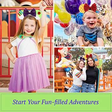 ETLUK Mouse Ears Headbands, 2 PCS Mouse Ears Sequin Bow Headbands for Women Boys and Girls, Cosplay Accessories Party Decorations (Green, Yellow)