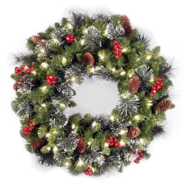 Pre-Lit Christmas Wreath - Crestwood Spruce, 24 Inch