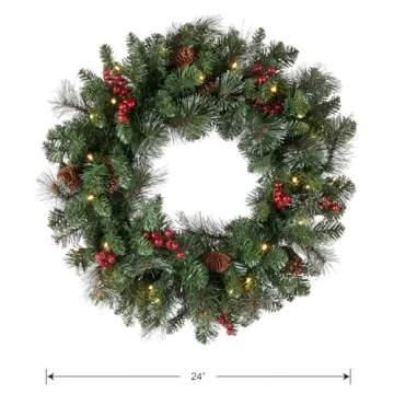 Pre-Lit Christmas Wreath - Crestwood Spruce, 24 Inch