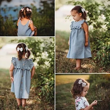 Baby Girl Hair Clips Bows Barrettes 10 Pack Fully Lined Alligator Clip 3.4 Inch Hair Accessories for Little Girls Toddler Kids Children