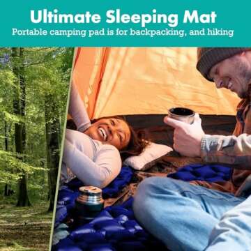 Sleepingo Inflatable Mat for Camping - Ultralight Sleeping Pad for Camping and Backpacking - Compact Air Mattress - Camping Mat with Tear-Resistant Ripstop Nylon - 73.5" x 21.5" - Blue