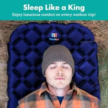 Sleepingo Inflatable Mat for Camping - Ultralight Sleeping Pad for Camping and Backpacking - Compact Air Mattress - Camping Mat with Tear-Resistant Ripstop Nylon - 73.5" x 21.5" - Blue
