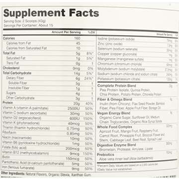 Vegansmart Naturade Plant Based Vegan Protein Powder - All-in-One Nutritional Shake Protein Blend - Gluten Free & Non-GMO - Vanilla (15 Servings)