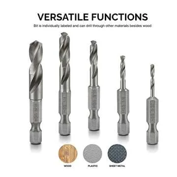 NEIKO Stubby Drill Bit Set, 5 Pieces - Durable & Versatile
