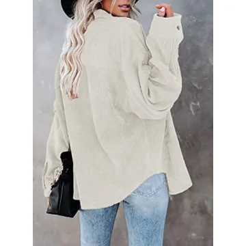 Dokotoo Women's Stylish Corduroy Button-Down Shirt