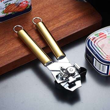 Berglander Can Opener, Stainless Steel Gold Handle Can Opener, Titainium Golden Plating Handle Can O...