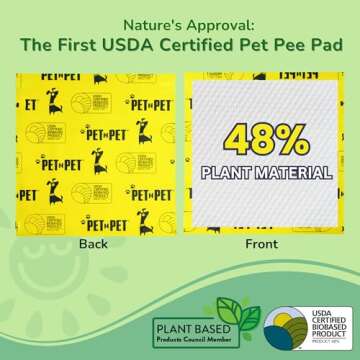 Pet N Pet 50 Counts Pee Pads for Dogs, 48% USDA Certified Plant Based Puppy Pee Pads, Unscented Dog Pad, Leak-Proof Training Pad for Dogs