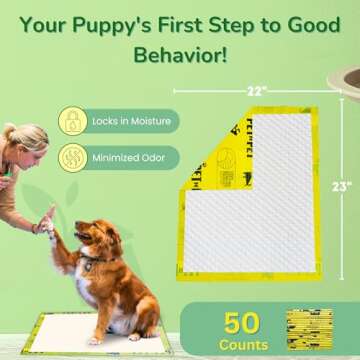 Pet N Pet 50 Counts Pee Pads for Dogs, 48% USDA Certified Plant Based Puppy Pee Pads, Unscented Dog Pad, Leak-Proof Training Pad for Dogs
