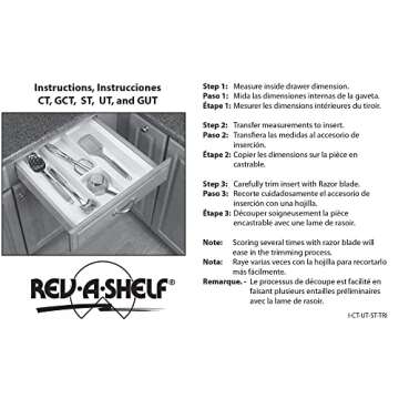 Rev-A-Shelf ST50-21A-52 Trimmable Universal Polymer Kitchen Spice Cabinet Drawer Organizer Insert Tray with Tiered Configuration, Almond