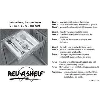 Rev-A-Shelf ST50-21A-52 Trimmable Universal Polymer Kitchen Spice Cabinet Drawer Organizer Insert Tray with Tiered Configuration, Almond