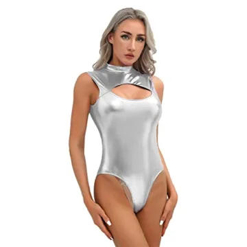 Linjinx Women's Shiny Bodysuit for Dance Events