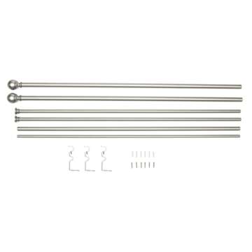 Amazon Basics Adjustable Curtain Rods for Windows, Round Finials, 1-Inch Double, 72" to 144", Nickel, Pack of 1