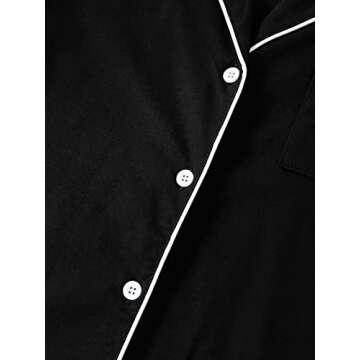 LYANER Women's Pajamas Set Heart Print Button Short Sleeve Shirt with Shorts Sleepwear PJs Set Black Medium