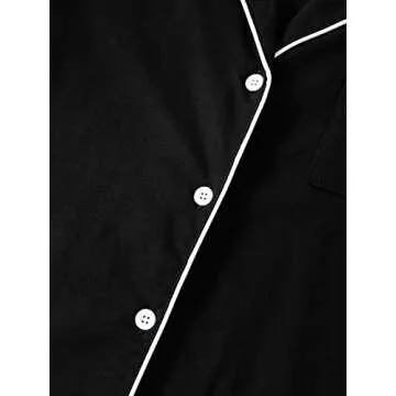 LYANER Women's Pajamas Set Heart Print Button Short Sleeve Shirt with Shorts Sleepwear PJs Set Black Medium