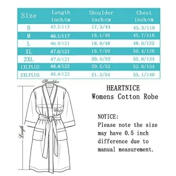 Luxurious HEARTNICE Womens Cotton Robe - Cozy Loungewear