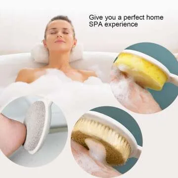 Stiff Bath Body Brush Set with Long Handle
