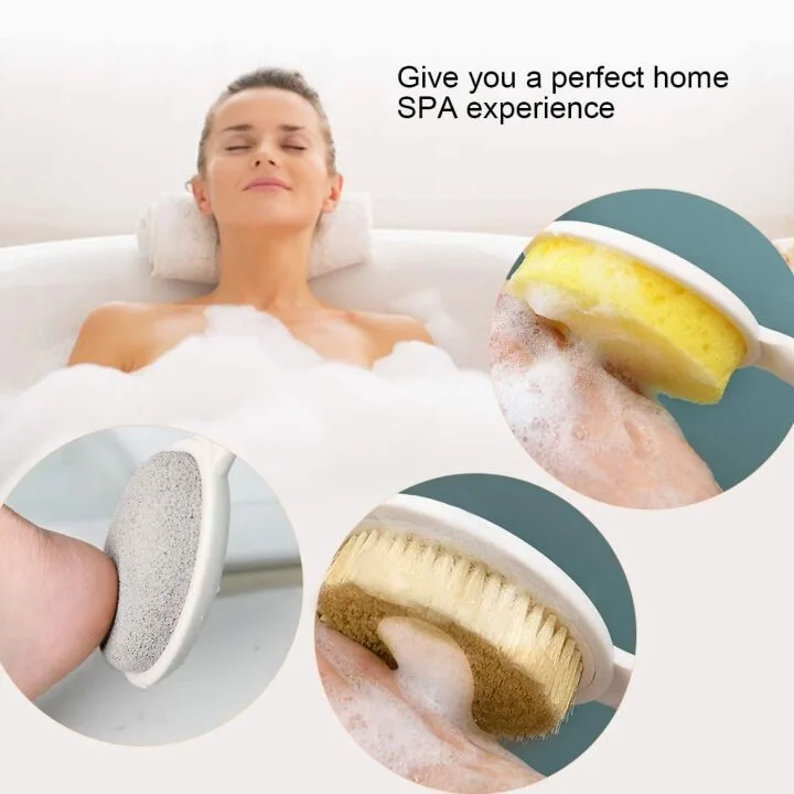 Stiff Bath Body Brush Set with Long Handle