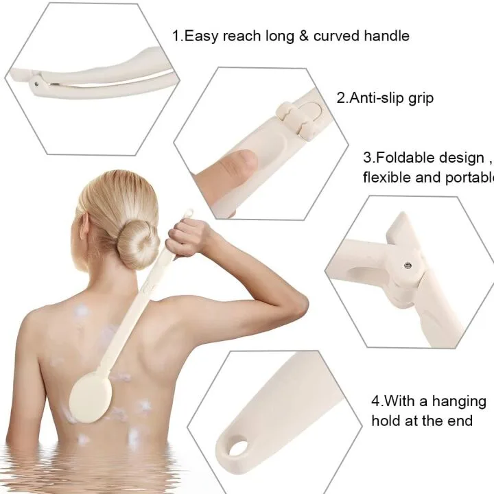 Stiff Bath Body Brush Set with Long Handle
