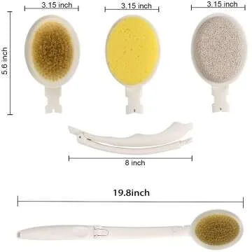 Stiff Bath Body Brush Set with Long Handle