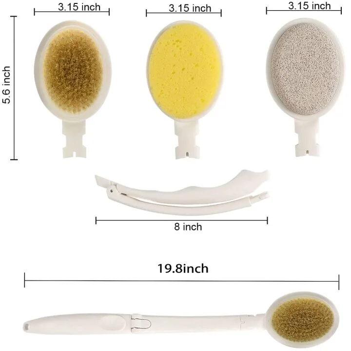 Stiff Bath Body Brush Set with Long Handle
