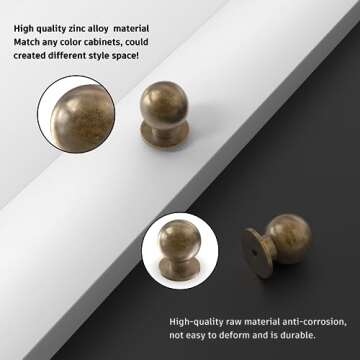 homdiy 10 Pack Vintage Bronze Cabinet Knobs Antique Round Dresser Knobs, Kitchen Drawer Knobs Bathro...