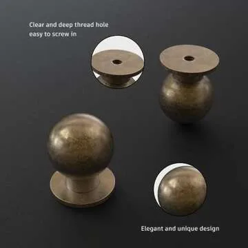 homdiy 10 Pack Vintage Bronze Cabinet Knobs Antique Round Dresser Knobs, Kitchen Drawer Knobs Bathroom Cabinet Knobs Door Knobs