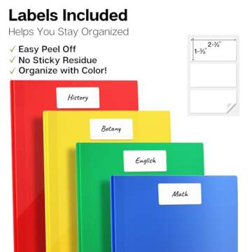 Dunwell Plastic 2 Pocket Folders with 3 Prongs, (6 Pack, Assorted Colors), 3-Clasp Folders with Fasteners, Tear-Resistant, Long Lasting Acid-Free Poly, Includes Labels
