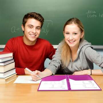 Dunwell Plastic 2 Pocket Folders with 3 Prongs, (6 Pack, Assorted Colors), 3-Clasp Folders with Fasteners, Tear-Resistant, Long Lasting Acid-Free Poly, Includes Labels