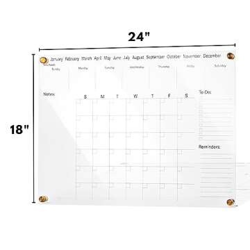 Merely Home Premium Ultra-Clear Acrylic Wall Calendar Dry Erase | Oversize 24"x18" | Monthly Planner...